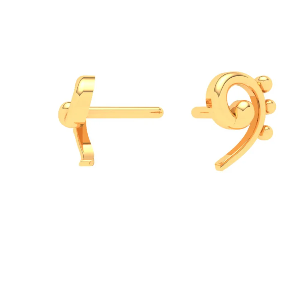 18KT Unique Kolka Shape Three Dots Gold Stud Earrings From Online Exclusive Collection