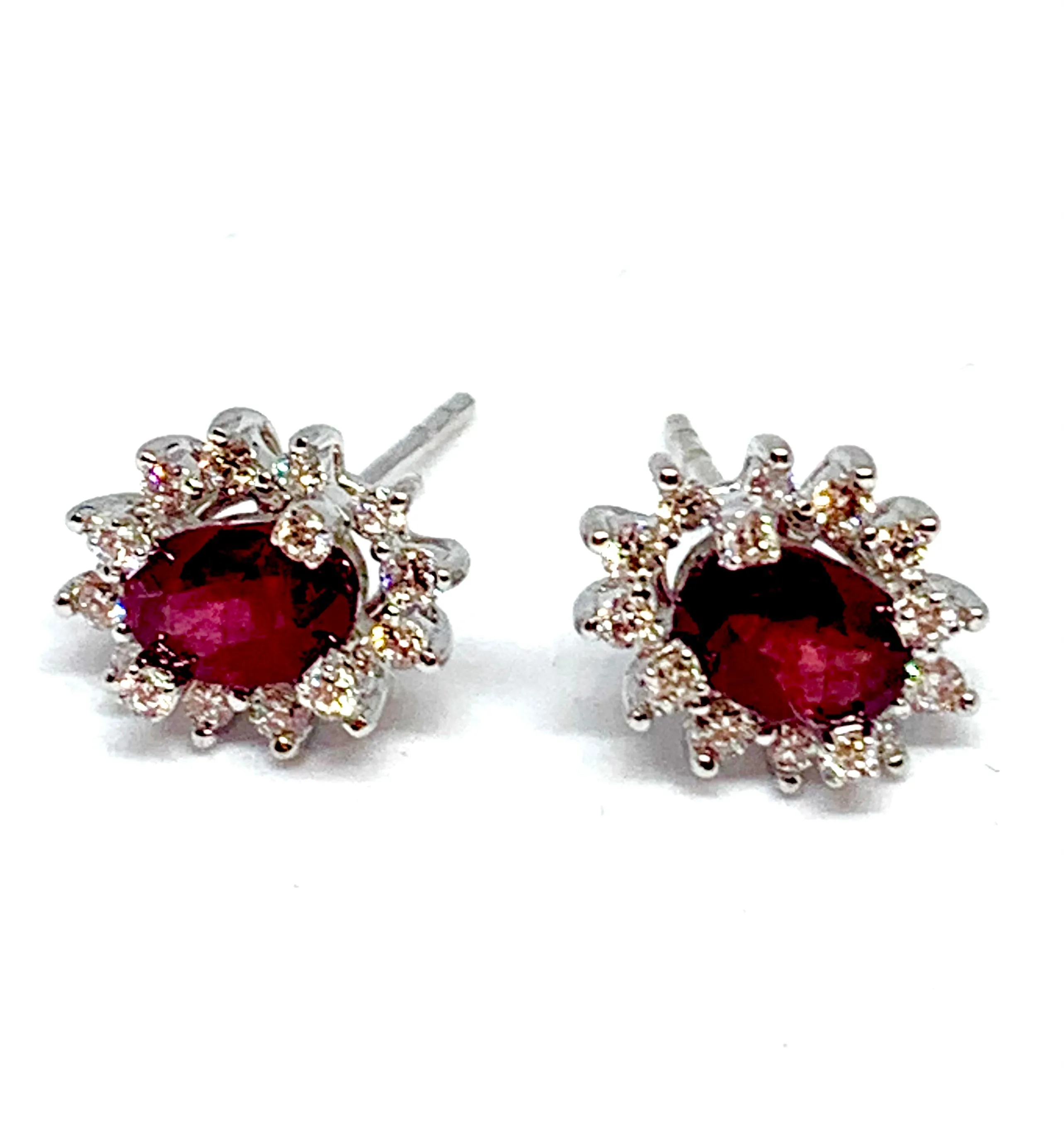 18kt White Gold Natural Ruby and Diamond Earrings