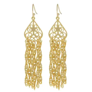 1928 Jewelry Teardrop Filigree Drop Tassel Earrings