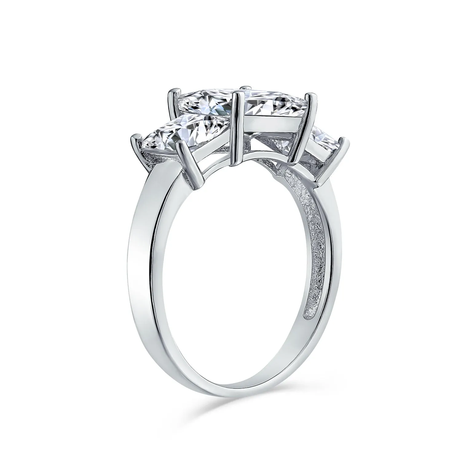 3CTW Princess Cut CZ Promise Ring, Three Stone Engagement Ring in Sterling Silver