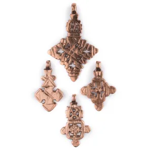 4 Pack: Ethiopian Copper Coptic Cross Pendants