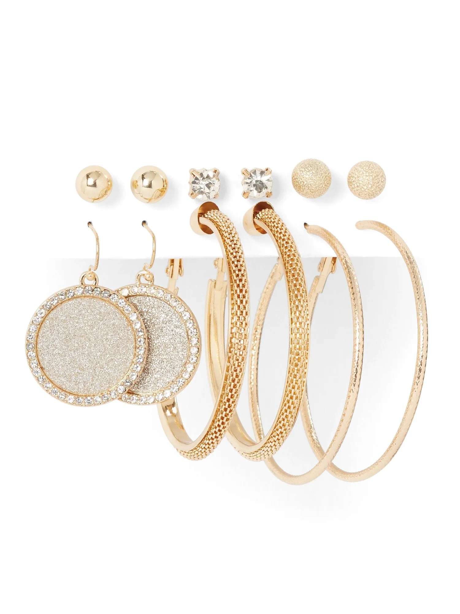 6-Piece Sparkling Goldtone Earring Set