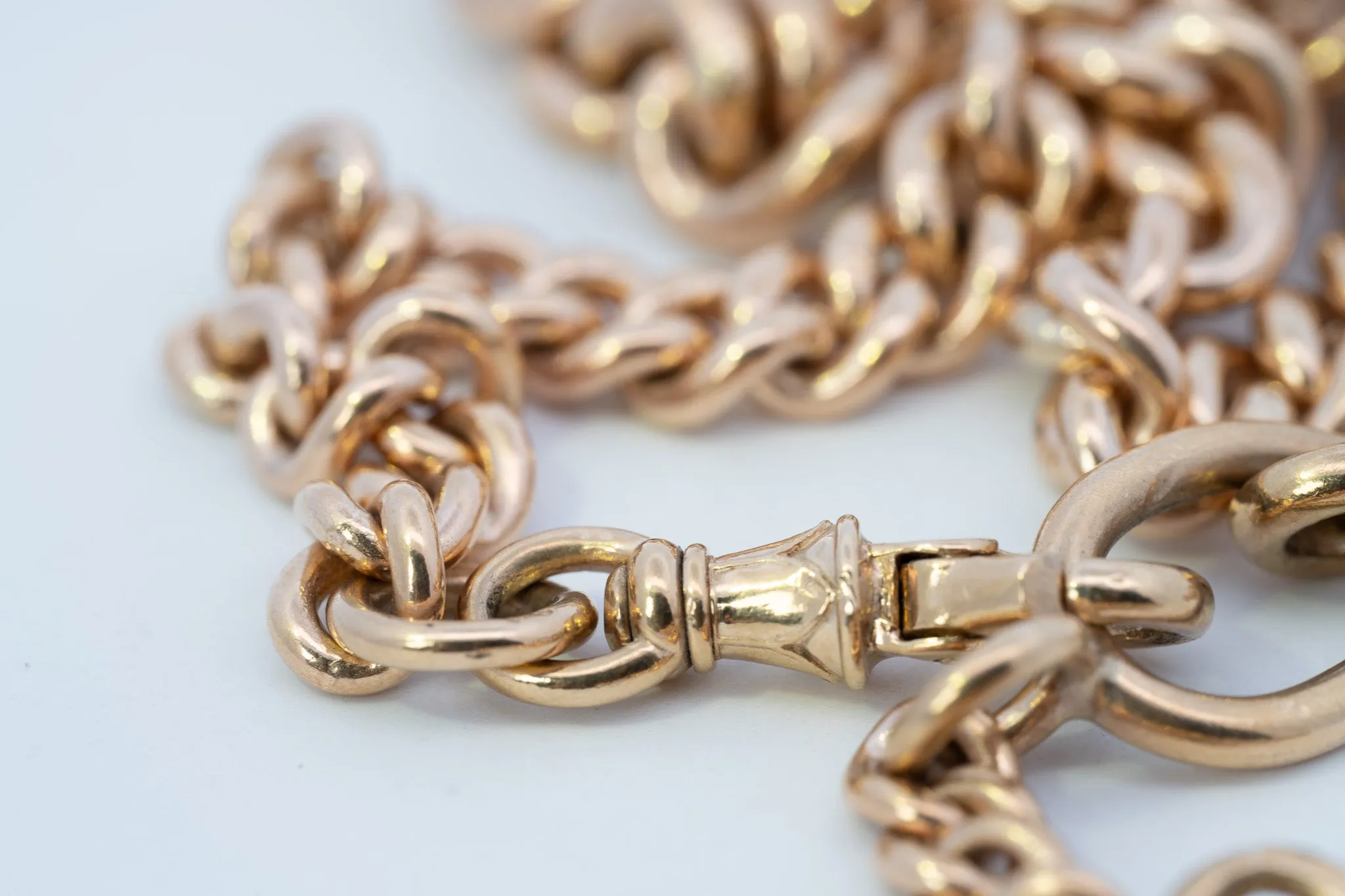 9ct Yellow Gold Graduated Curb Link Fob Chain