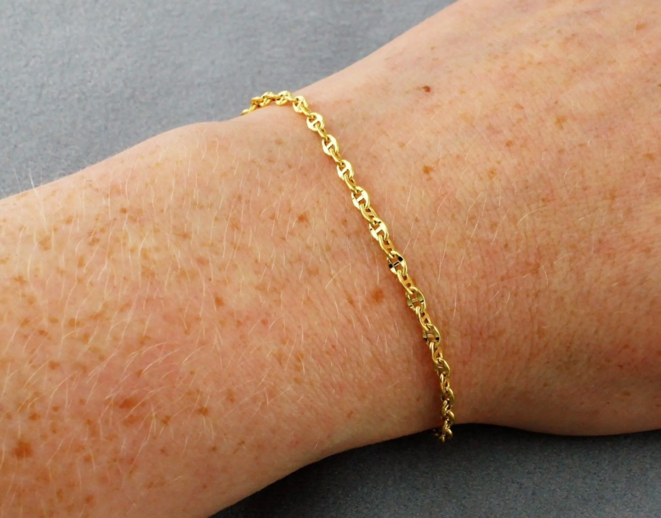 9ct Yellow Gold Mariner Anchor Chain Bracelet