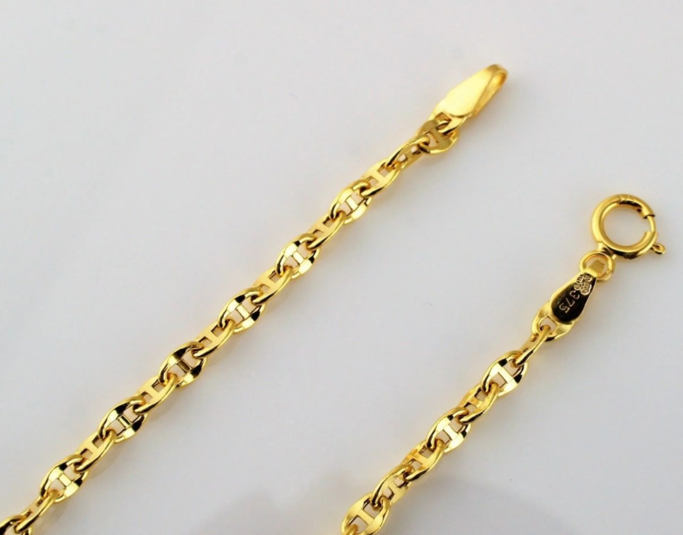 9ct Yellow Gold Mariner Anchor Chain Bracelet