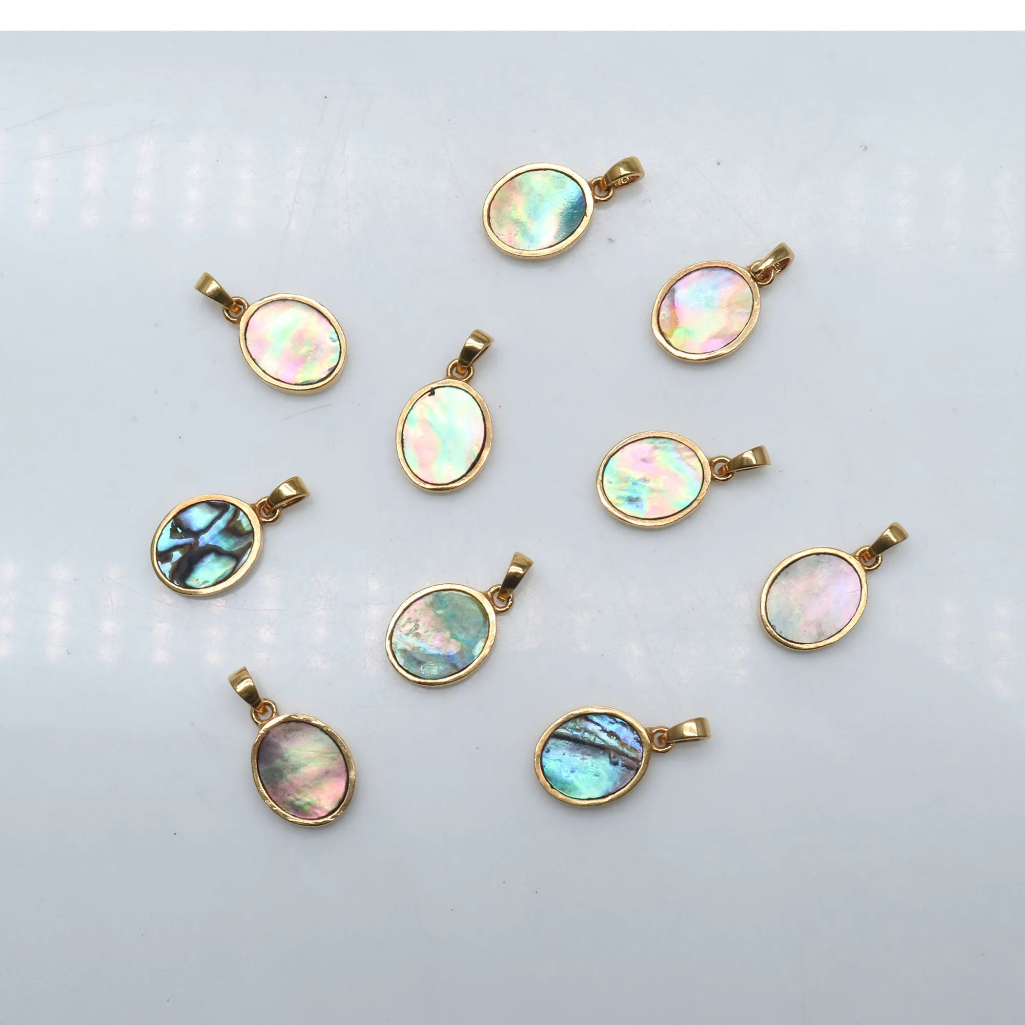 Abalone Shell Oval Shape 16x11mm Gold Plated Single Bail Pendant