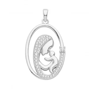 Acotis Silver Pendant Set Rhodium Zirconia Madona G61092