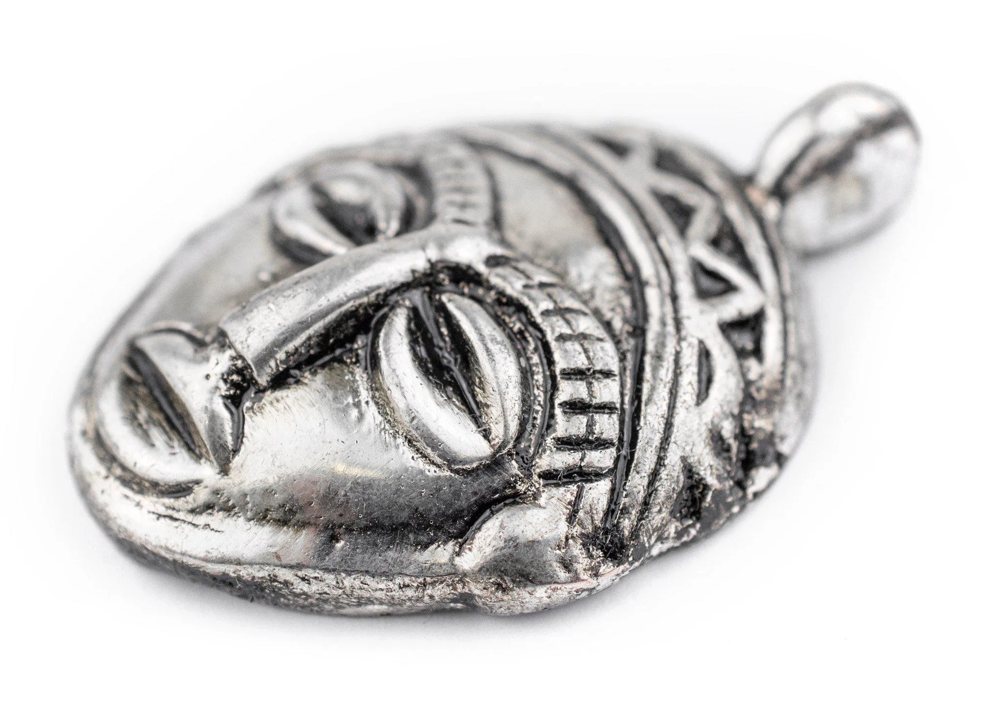 African Silver Mask Pendant (30x45mm)