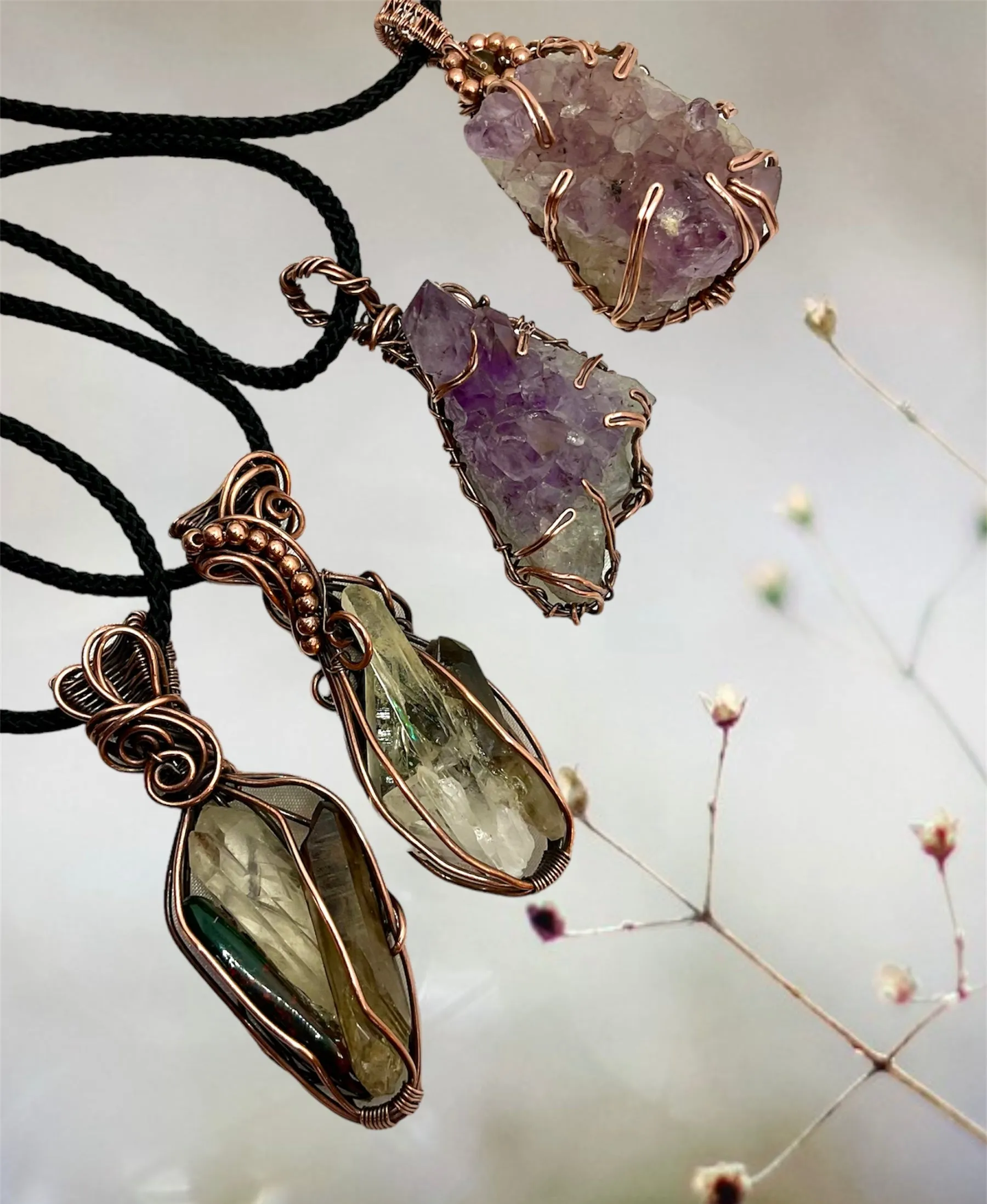 Amethyst Cluster Pendants