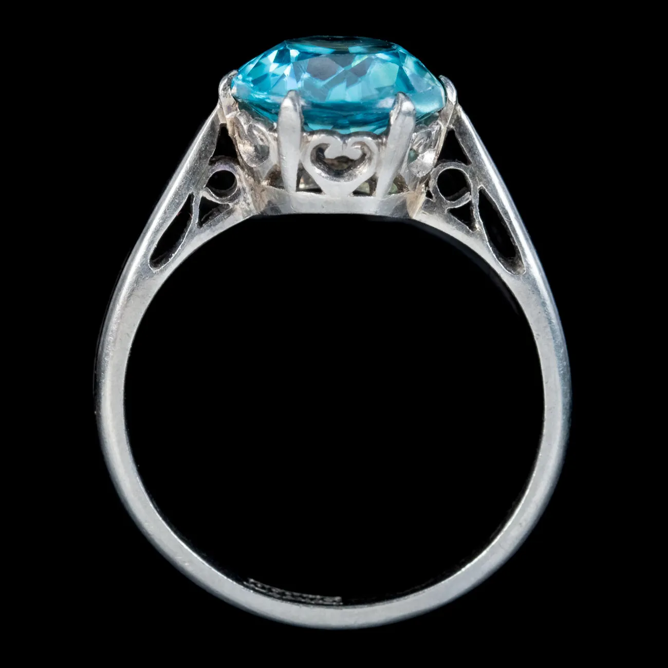 Antique Edwardian Blue Zircon Solitaire Ring 3.30ct Zircon Circa 1905