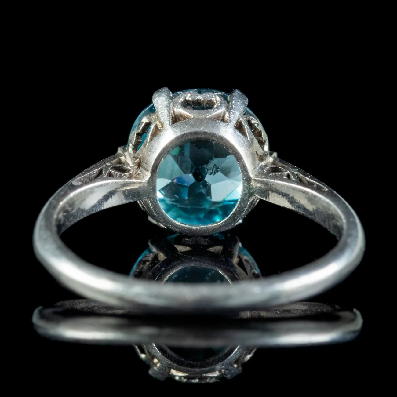 Antique Edwardian Blue Zircon Solitaire Ring 3.30ct Zircon Circa 1905