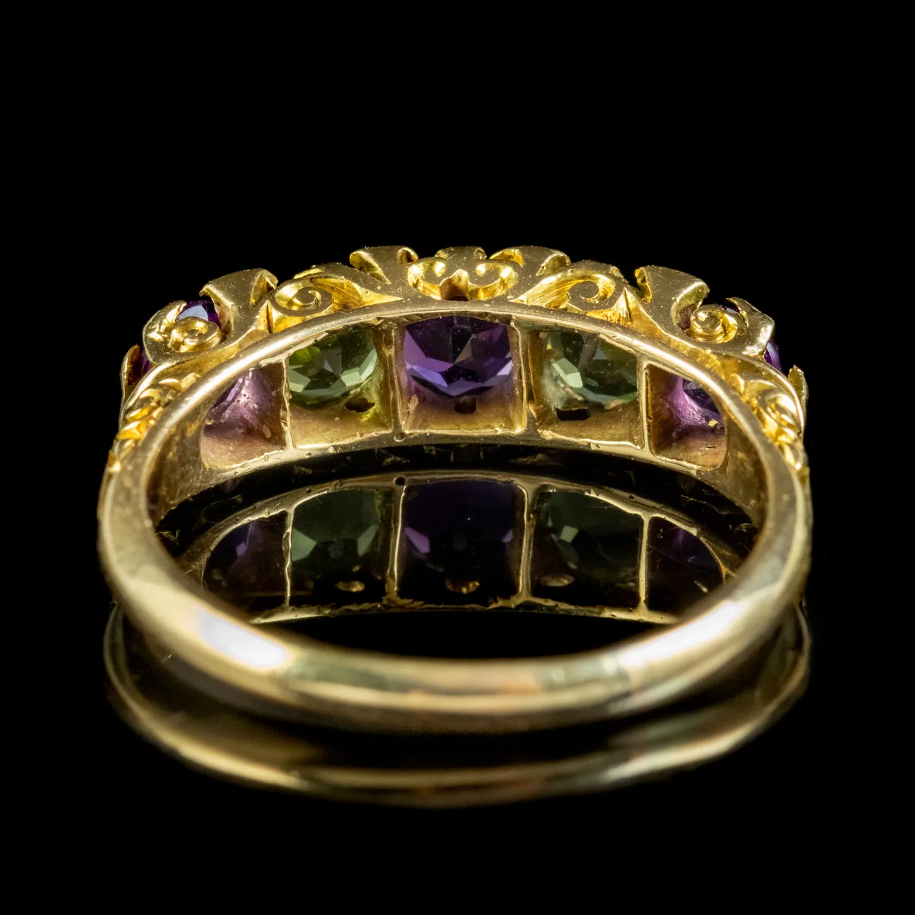 Antique Edwardian Suffragette Ring Amethyst Peridot Diamond Dated 1907