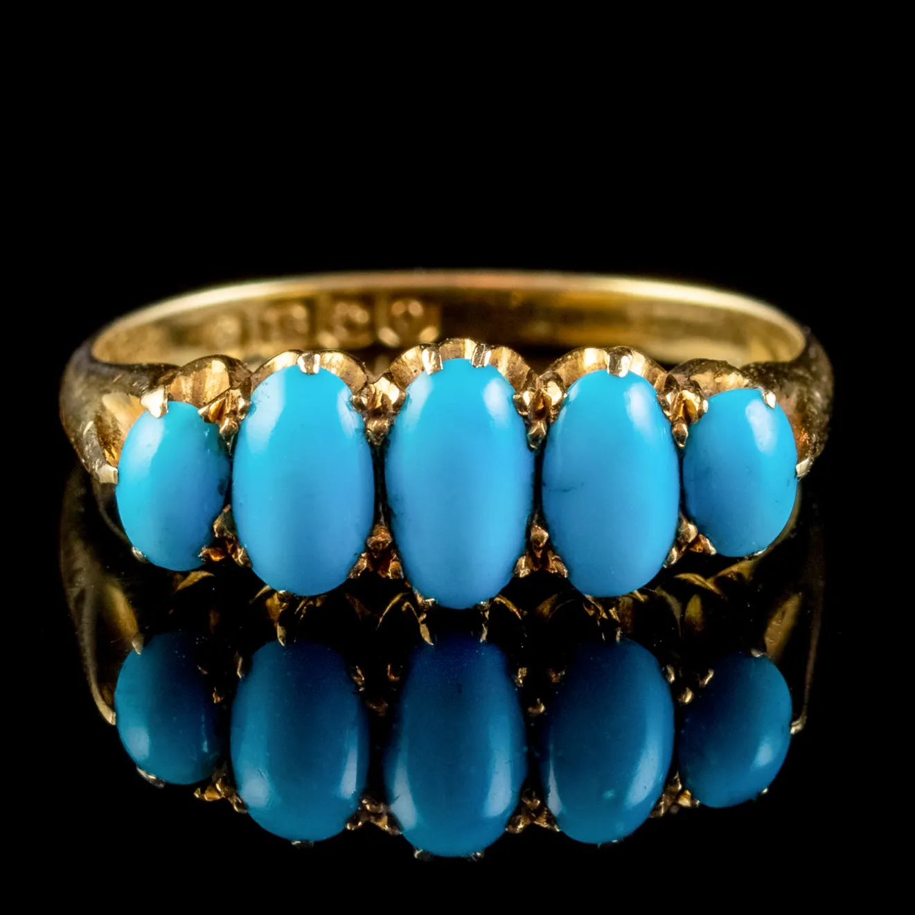 Antique Edwardian Turquoise Ring 18ct Gold Dated 1913