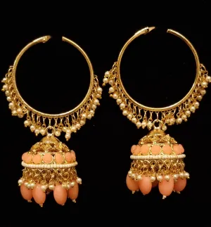 Antique gold tone Pearl Cluster Heavy Hoop Jhumkka