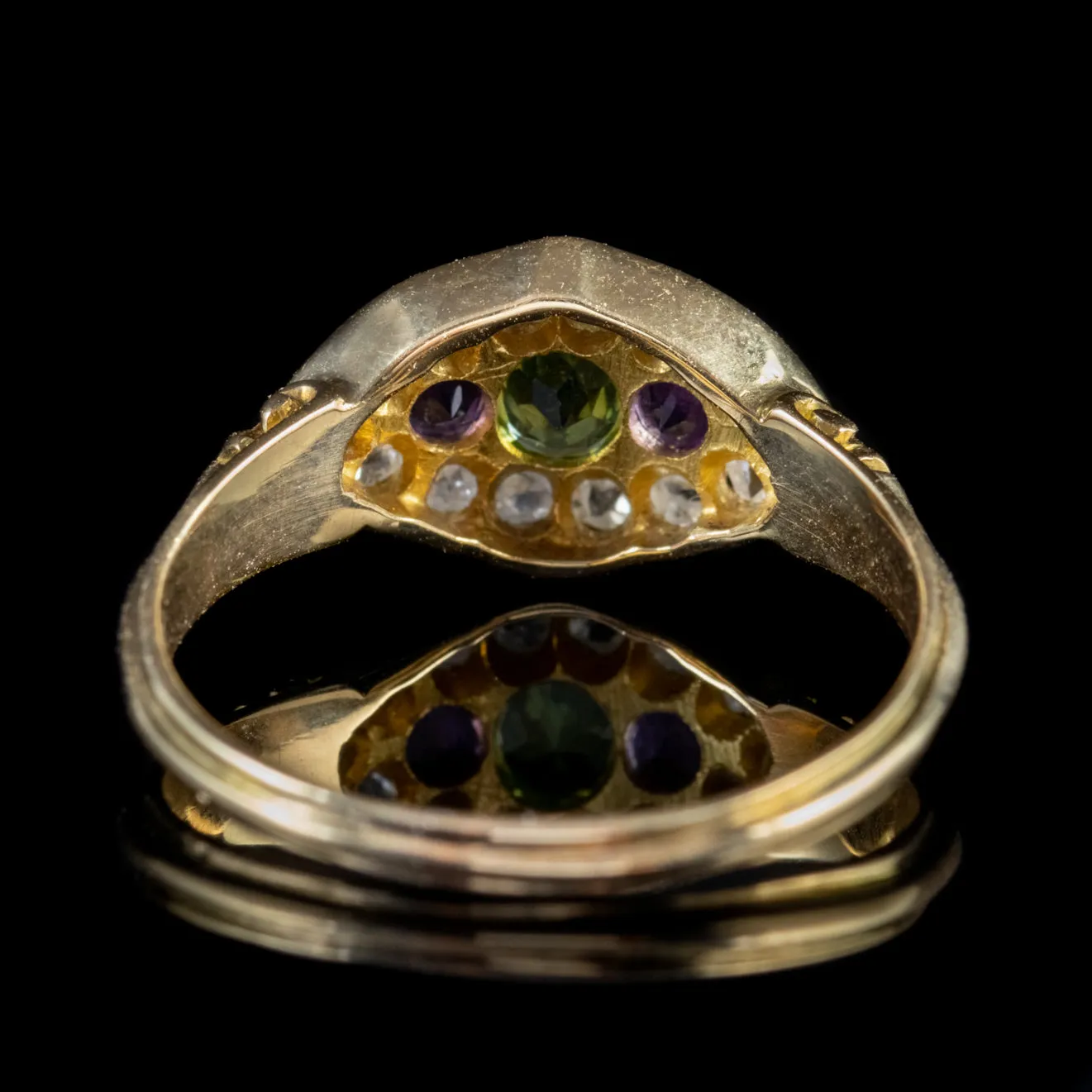 Antique Suffragette Edwardian Diamond Amethyst Peridot Ring Circa 1910