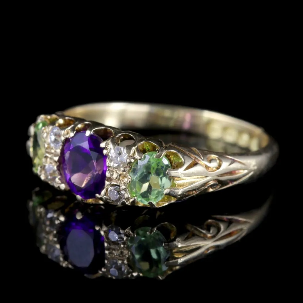 Antique Suffragette Ring Diamond Amethyst Peridot Victorian Circa 1900