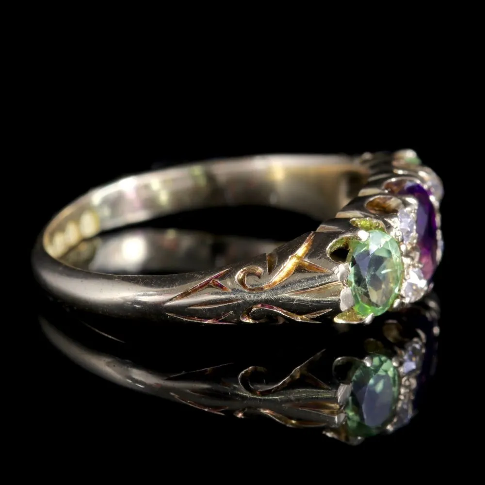 Antique Suffragette Ring Diamond Amethyst Peridot Victorian Circa 1900