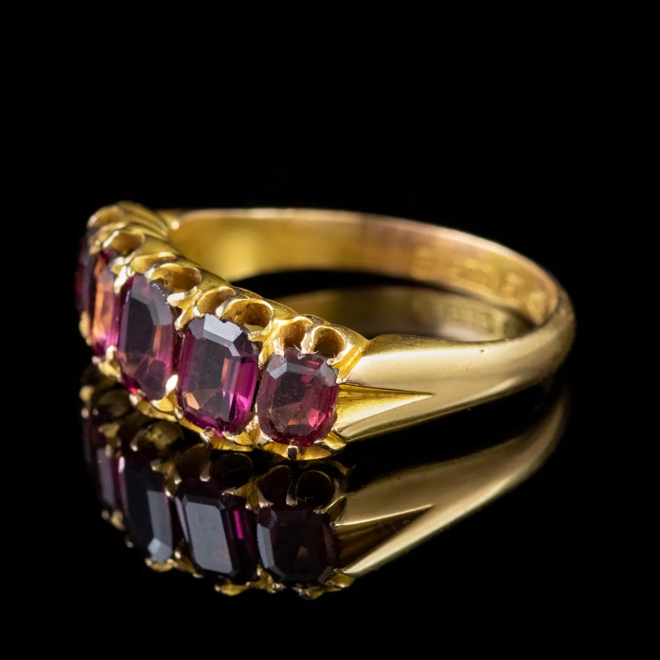 Antique Victorian Almandine Garnet Ring 15Ct Gold Dated 1891