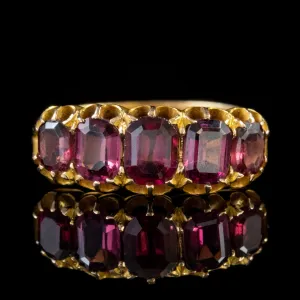 Antique Victorian Almandine Garnet Ring 15Ct Gold Dated 1891