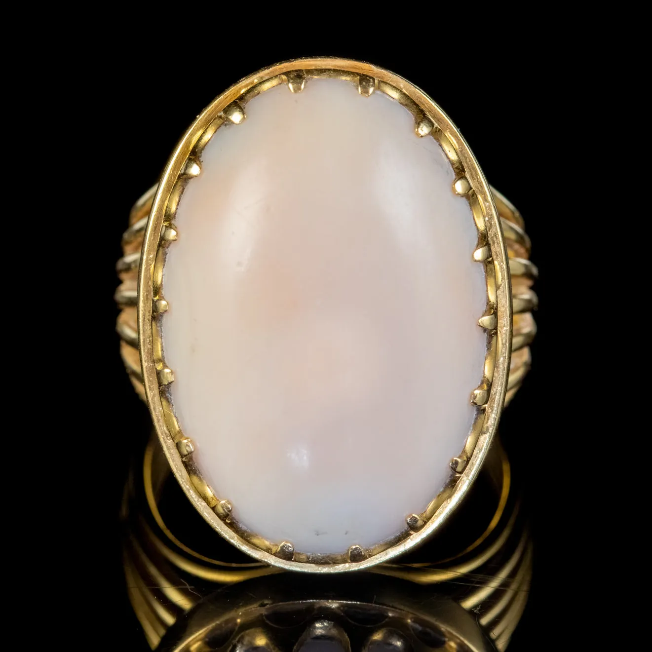 Antique Victorian Angel Skin Coral Ring 18ct Gold Circa 1880