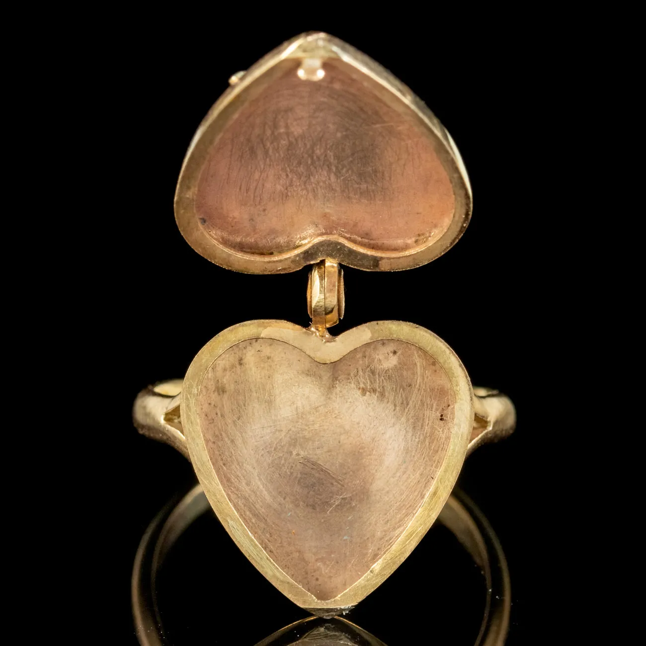 Antique Victorian Forget Me Not Heart Locket Ring Circa 1880