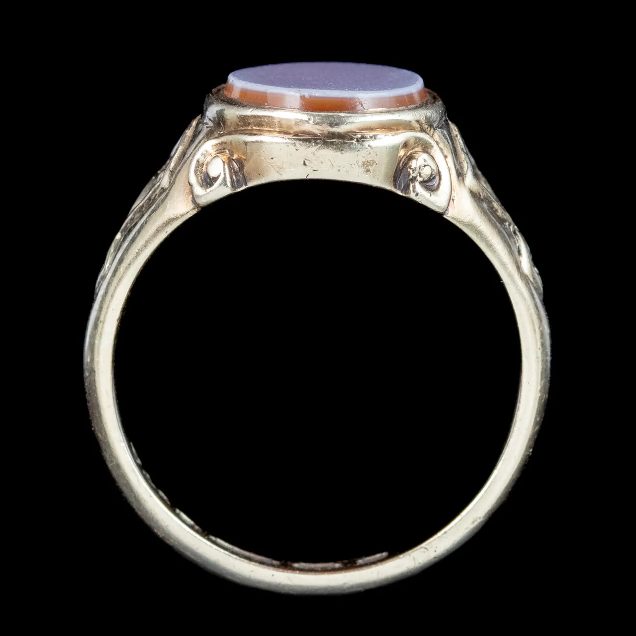 Antique Victorian Lavender Sardonyx Signet Ring Dated 1871