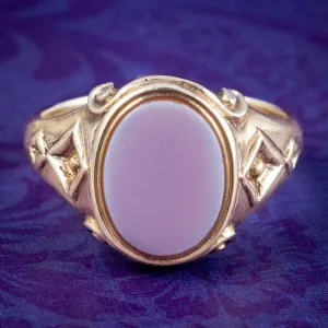 Antique Victorian Lavender Sardonyx Signet Ring Dated 1871