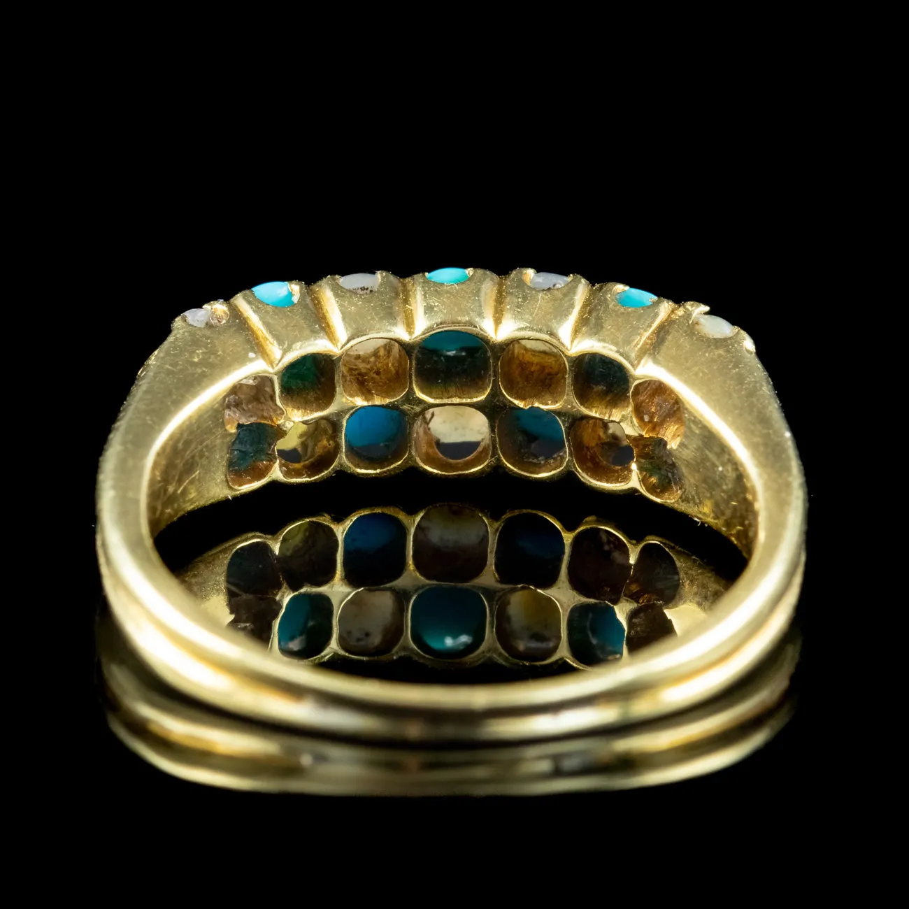 Antique Victorian Turquoise Pearl Checkerboard Ring