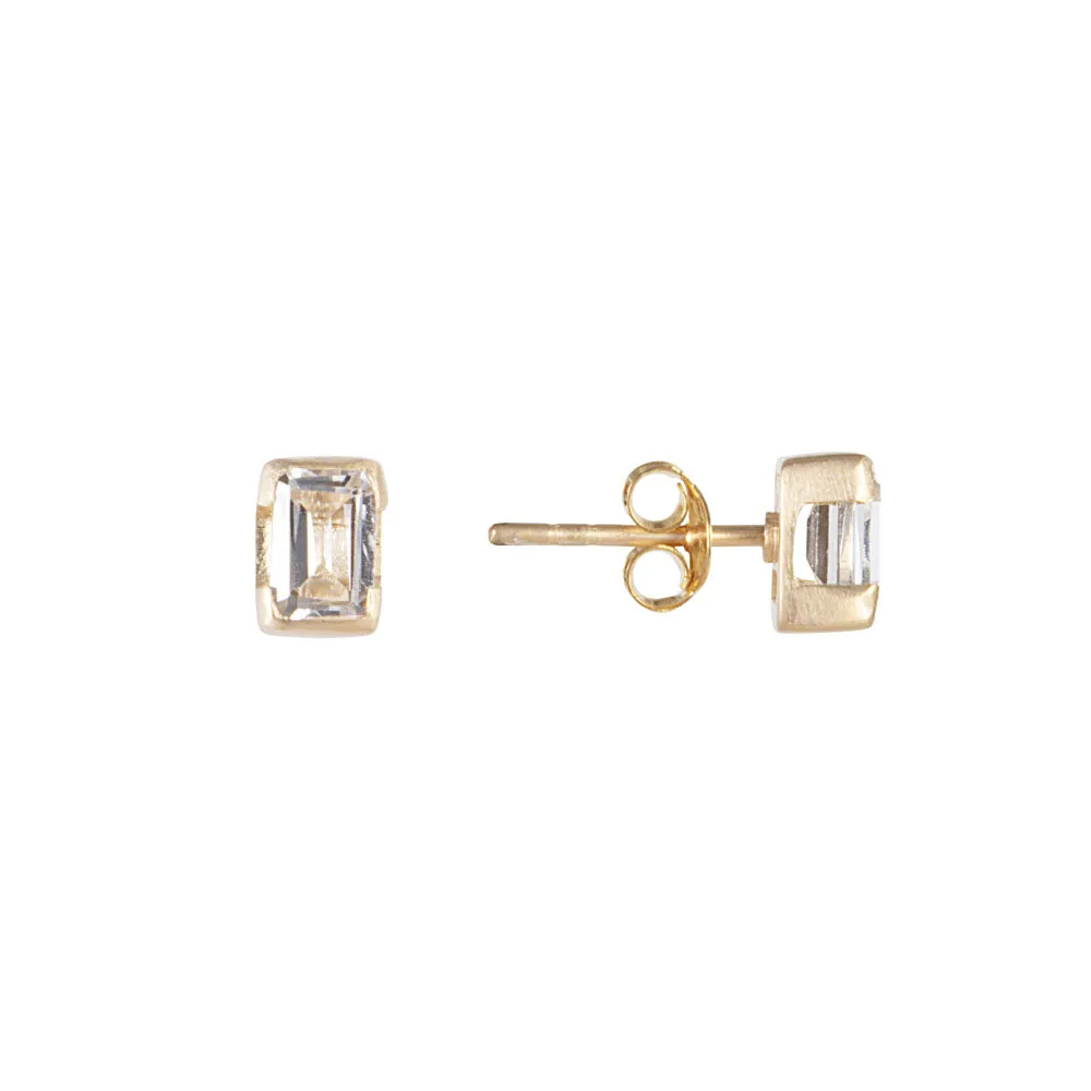 APRIL BIRTHSTONE STUDS - WHITE TOPAZ