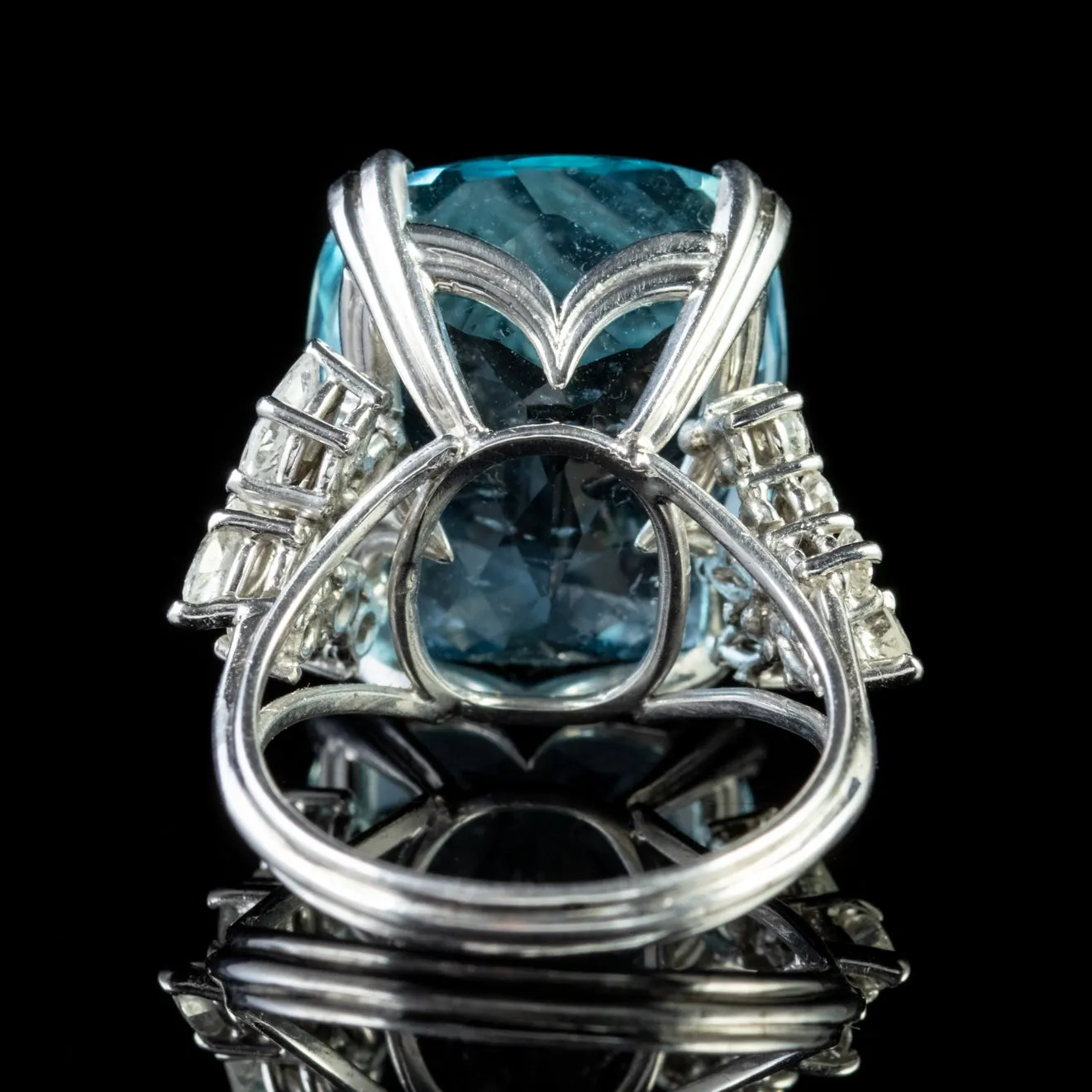 Art Deco 25Ct Aquamarine Diamond Cocktail Ring Platinum Circa 1920