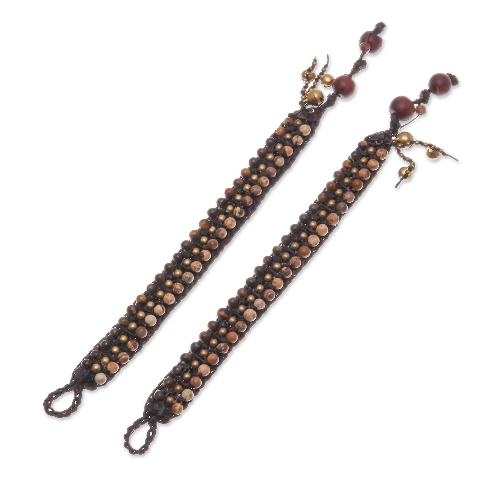 Autum Voice Tiger's Eye and Jasper Wristband Bracelets (Pair)