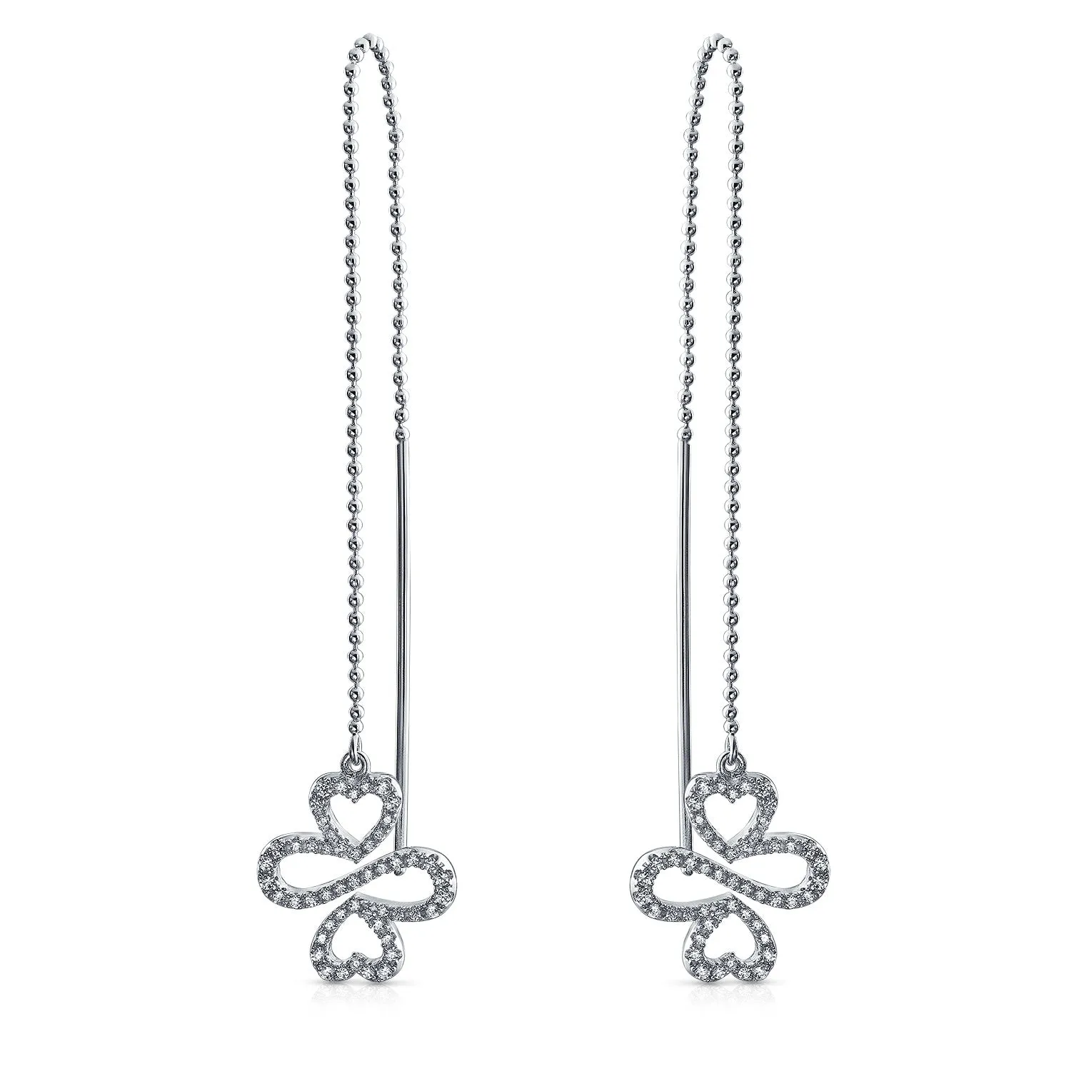 Ayllu Amulet Dangle Chandelier Earrings with Infinity Clover Pave CZ in Sterling Silver