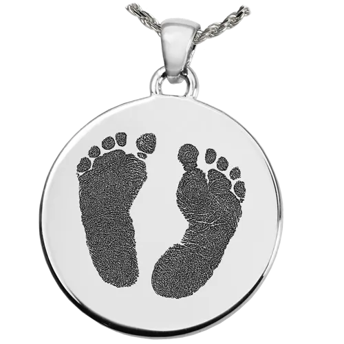 B&B Two Footprints/Handprint Round Pendant