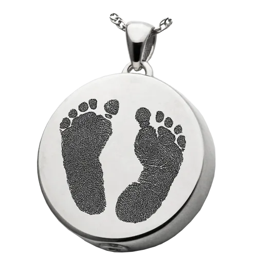 B&B Two Footprints/Handprint Round Pendant