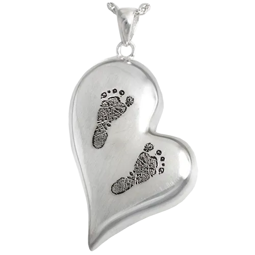 B&B Two Footprints/Handprint/Pawprint Teardrop Heart Pendant