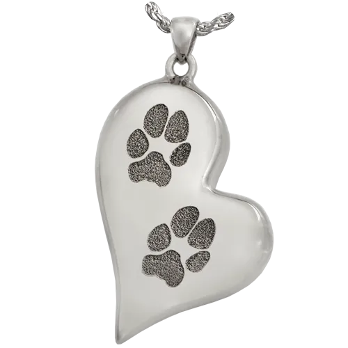 B&B Two Footprints/Handprint/Pawprint Teardrop Heart Pendant