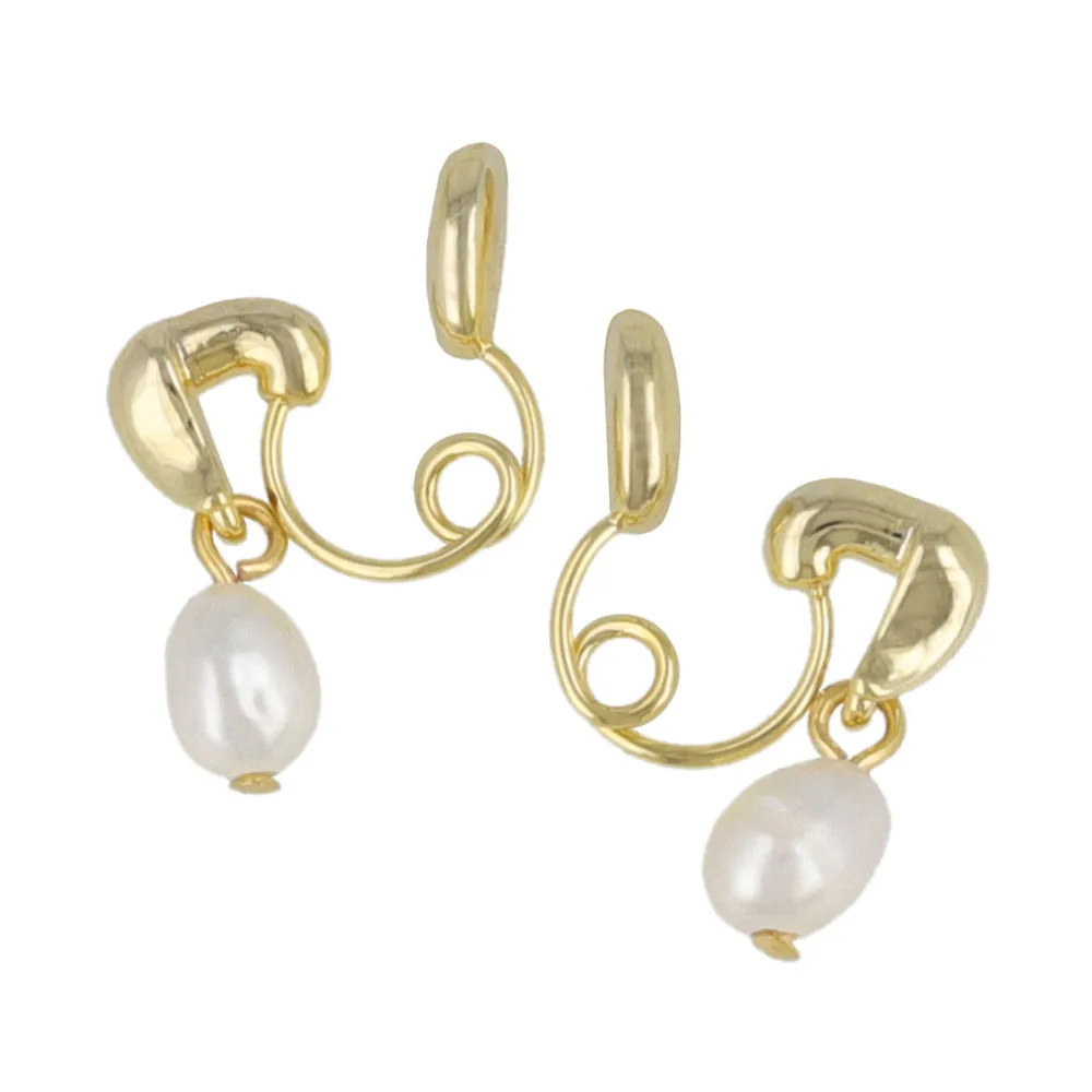 Bean Pearl Clip On Earrings