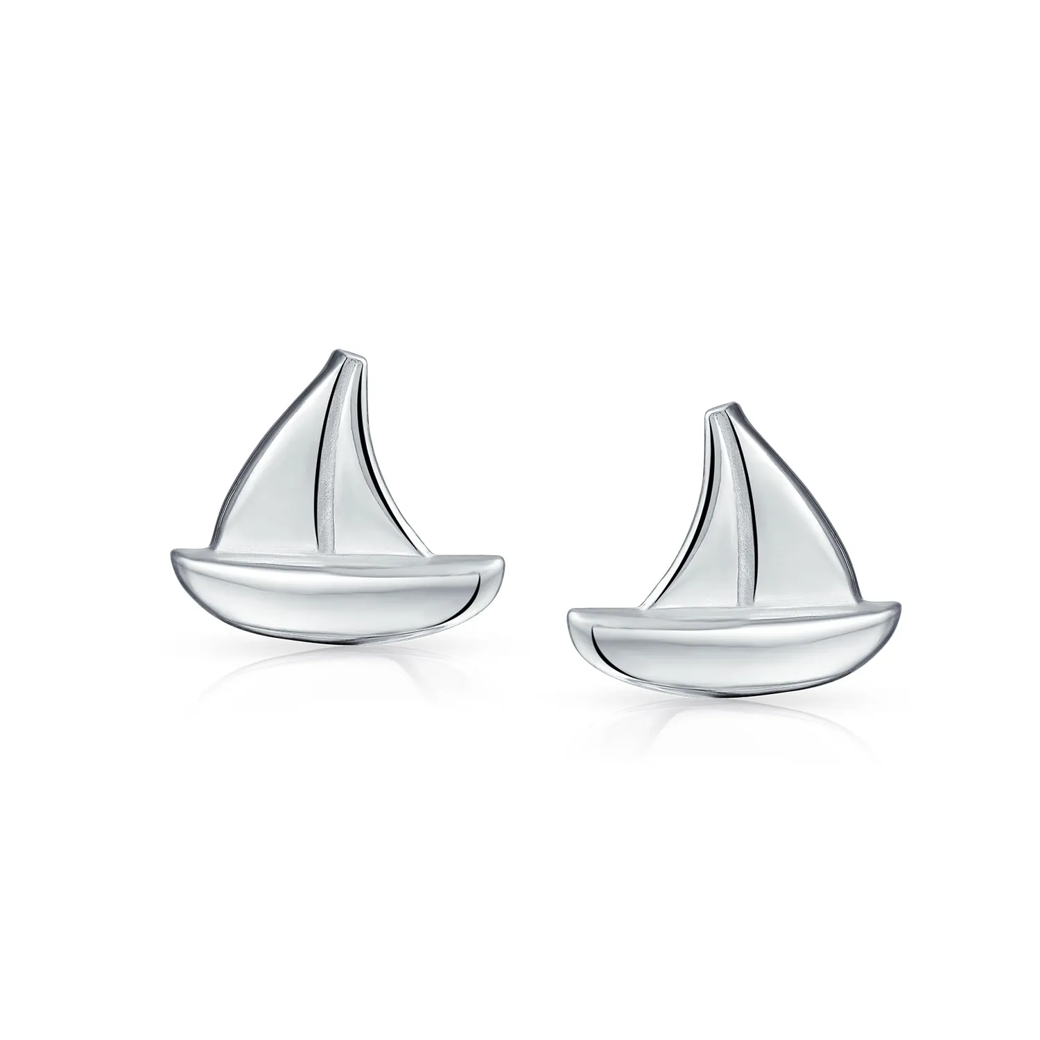 Bling Sterling Silver Sailboat Stud Earrings for Sea Lovers and Ocean Vacations