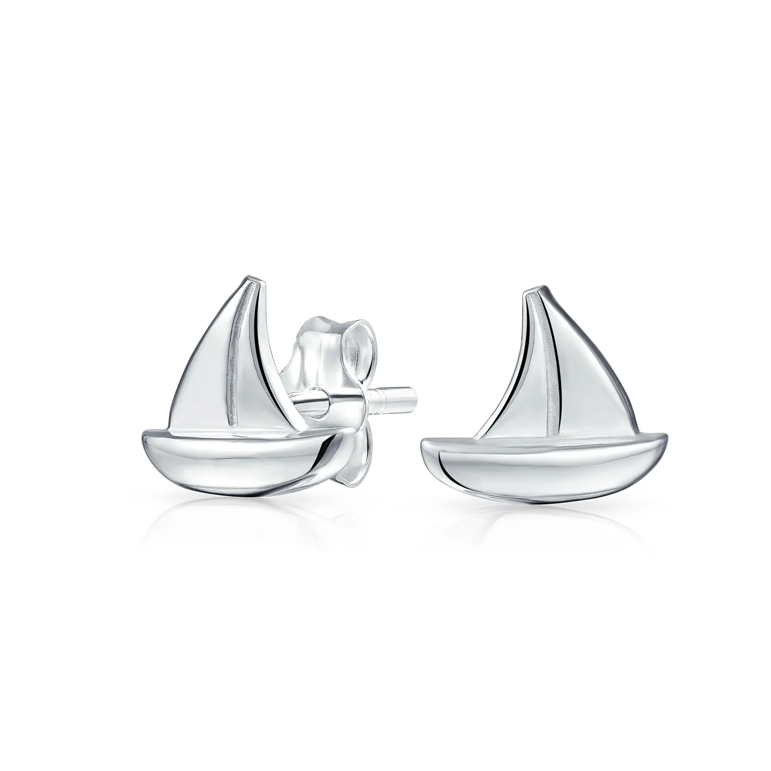 Bling Sterling Silver Sailboat Stud Earrings for Sea Lovers and Ocean Vacations