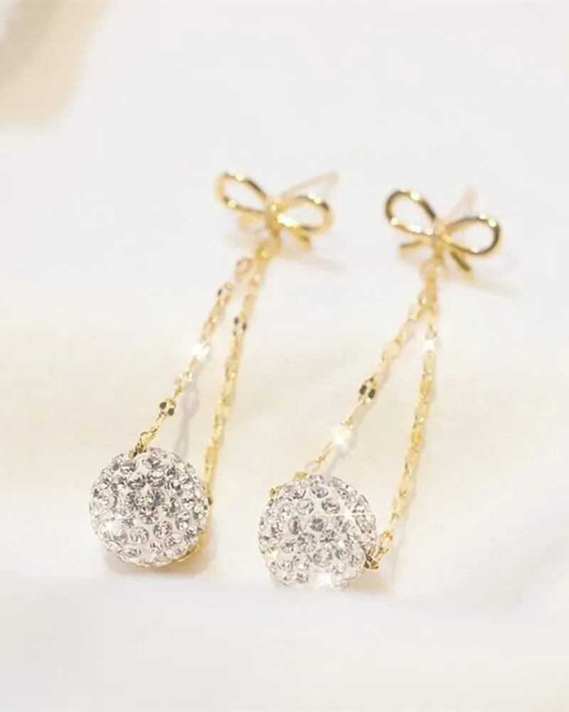 Bowknot Rhinestone Earrings