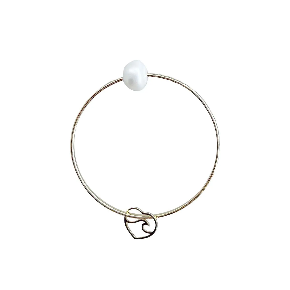 Bracelet with White Large Pearl and Charm, 8in