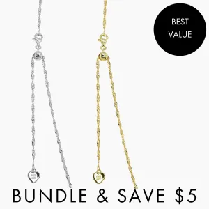 BUNDLE (2): 24" Milano Twist Adjustable Chains in Silver   Gold