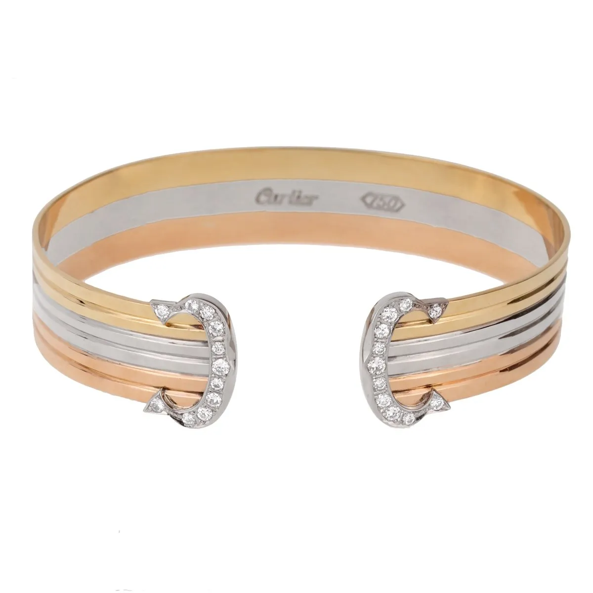 Cartier C de Cartier Diamond Cuff Gold Bracelet