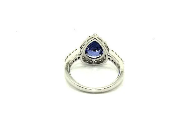 Ceylon Sapphire & Diamond Drop Halo Ring/ Item Code: RNG 15