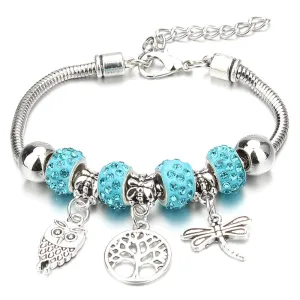 Crown Key Lock Vintage Bracelet For Women with Glass Beads