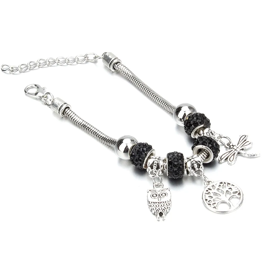 Crown Key Lock Vintage Bracelet For Women with Glass Beads