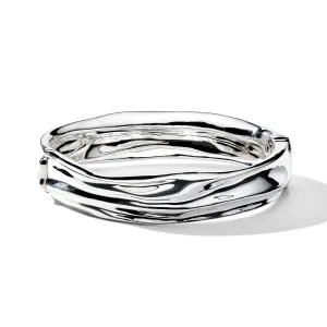 Crush Thin Hinged Bangle in Sterling Silver