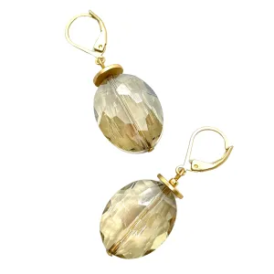 Crystal Lever Back Earrings - Champagne