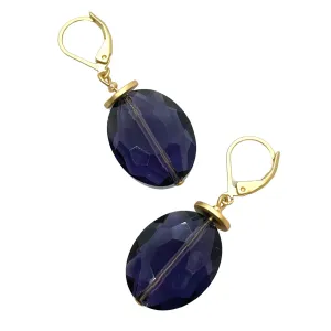 Crystal Lever Back Earrings - Purple