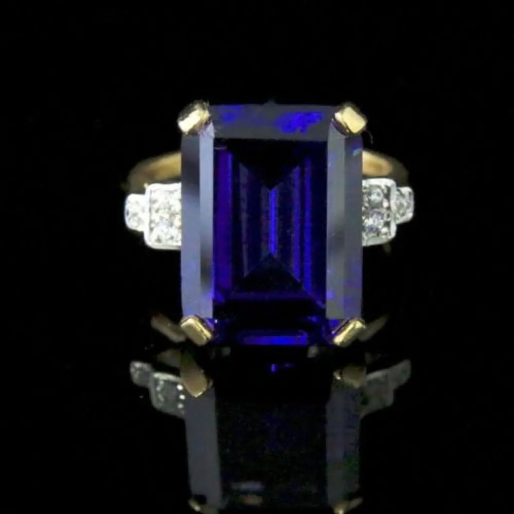 Cz Tanzanite White Sapphire Ring Emerald Cut